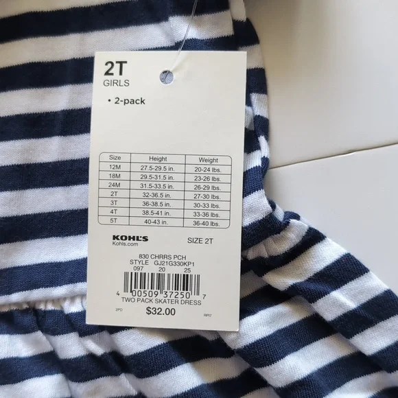 2T Toddler Girl Dress, Jumping Beans Navy & White Striped - Picture 5 of 5